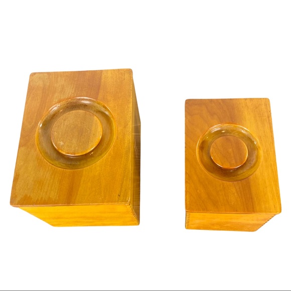 Vintage set of 2 Woodpecker wood ware Canister - Picture 3 of 12